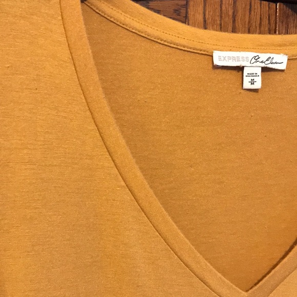 EXPRESS One Eleven Tie Front Long Sleeved Top Mustard Gold - Picture 3 of 7